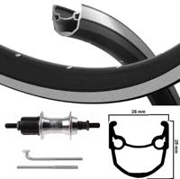 Kgs achterwiel 28 inch (622) stratos zwart / zilver cassette 8/9 sp vaste as - thumbnail