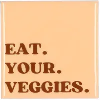 Daan Kromhout Design tegeltje keramiek eat your veggies 10x10cm beige - thumbnail