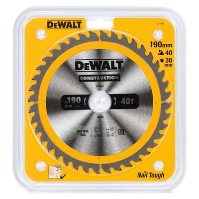 DeWALT Cirkelzaagblad voor Hout | Construction | Ø 190mm Asgat 30mm 40T - DT1945-QZ