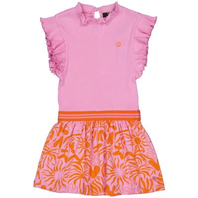 Quapi Zomer jurk meisjes - roze - AOP bloemen - Zafira