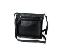 Nappa leren vierkant dames schoudertasje L zwart - thumbnail