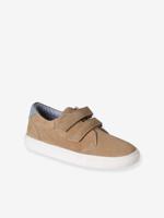 Leren derby's met klittenband voor jongens beige - thumbnail