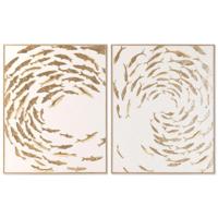 Schilderij Home ESPRIT Wit Gouden Spiralen Mediterrane 82,5 X 3 X 102,5 CM (2 Stuks) - thumbnail