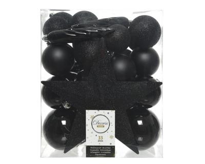 Kerstballen Decoris Zwart Plastic