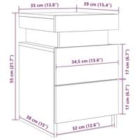 Nachtkastje 2 pcs Zwart eiken 35 x 39 x 55 cm Bewerkt hout - thumbnail