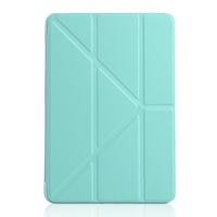 Gierst textuur PU + silica gel volledige dekking lederen draagtas voor iPad mini 2019 met multi-vouwen houder (groen) - thumbnail
