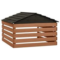 Overkapping voor grasmaaier 78x74x54 cm vurenhout zwart bruin - thumbnail