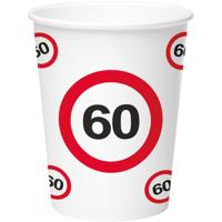 Papieren Bekers Verkeersbord 60 Jaar - 8 Stuks - thumbnail
