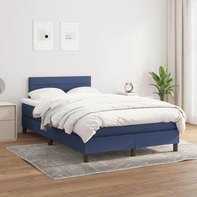 Boxspring met matras stof blauw 120x200 cm