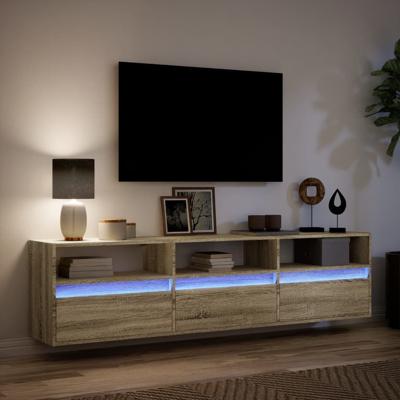 Tv-wandmeubel met LED-verlichting 180x31x45 cm sonoma eiken