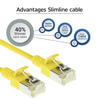ACT Gele 10 meter LSZH U/FTP CAT6A datacenter slimline patchkabel snagless met RJ45 connectoren - thumbnail