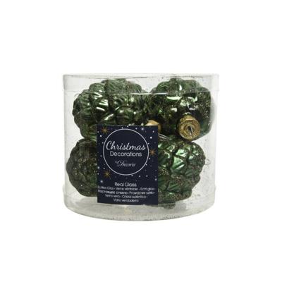 6 Glazen dennenappels 5 x 7 cm dennen groen kerst Kerstballen Decoris - Decoris