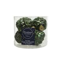 6 Glazen dennenappels 5 x 7 cm dennen groen kerst Kerstballen Decoris - Decoris - thumbnail