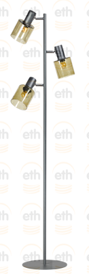 ETH Glazen vloerlamp Sledge Glass 3-lichts zwart met goud glas 05-VL8178-3033