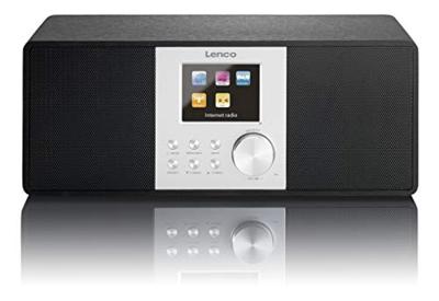 Lenco DIR-200 Digitale internetradio, wifi, met DAB/DAB+ en FM-tuner, radiowekker (7 cm TFT-kleurendisplay, 2 wektijden, AUX-ingang, line-uitgang, afstandsbediening), zwart