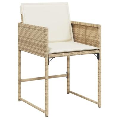 Tuinstoelen 4 st met kussens poly rattan beige - thumbnail
