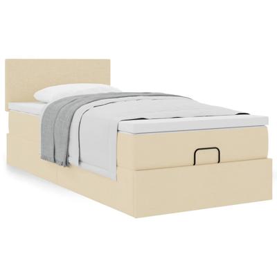 Ottoman bed met matras 120x190cm stof crèmekleurig
