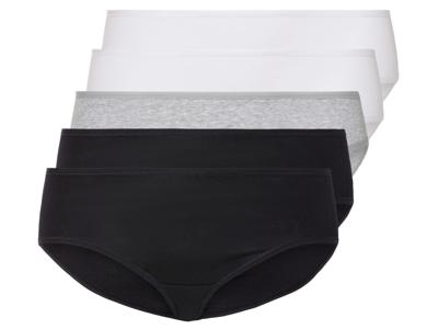 esmara 5 dames-slips (Zwart/grijs/wit, XXL)