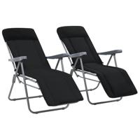 VidaXL Opklapbare stoelen met kussens, 2 stuks, zwart - thumbnail