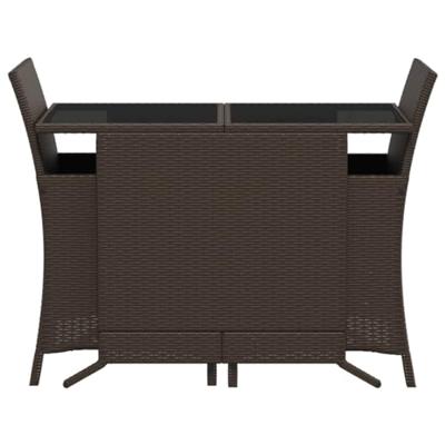 3-delige Bistroset met kussens poly rattan bruin