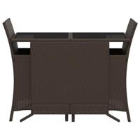 3-delige Bistroset met kussens poly rattan bruin - thumbnail