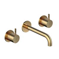 Wastafelmengkraan Hotbath Cobber Inbouw 2-hendel Gebogen 18 cm Gepolijst Messing Living Colours - thumbnail