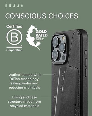 Mujjo Leather Wallet Case iPhone 15 Pro Max zwart