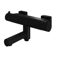 Hotbath Badkraan Gal Opbouw Thermostaatkraan Met Wegdraaibare Uitloop Mat Zwart - thumbnail