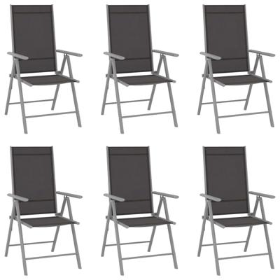 Tuinstoelen 6 st inklapbaar textileen zwart