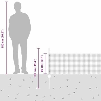 VidaXL Hek met paal zilver 0,5 x 50 m staal