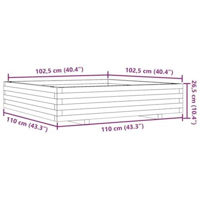 Plantenbak 110x110x26,5 cm massief grenenhout wasbruin