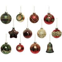 Kerstballen mix glas 12 stuks kerstkleur - thumbnail