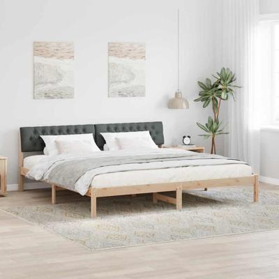 Bedframe Bruin en donkergrijs 200 x 200 cm Massief grenenhout