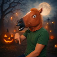 Paardenmasker - Latex - Realistische Manen - One Size - Bruin - thumbnail