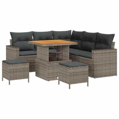 Tuinbankenset 8 pcs Grijs poly rattan