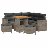Tuinbankenset 8 pcs Grijs poly rattan - thumbnail