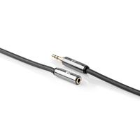 Stereo-Audiokabel | 3,5 mm Male - 3,5 mm Female | Gun Metal Grey | Gevlochten Kabel - thumbnail