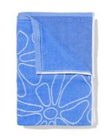 HEMA Strandlaken 90x180cm velours bloemen (blauw) - thumbnail