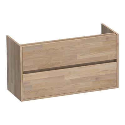Brauer Adore - Onderkast Ondiep - 100 cm - met 2 Softclose Lades Greeploos en 1 Sifon Uitsparing - Vingerlas Eiken Grijs