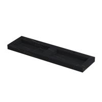 INK Pitch Wastafel Keramische Slab Bak Dubbel met Drain en Front en Side Skirts 2 Kraangaten - 1600x450x90 mm - Lauren Black Mat - thumbnail