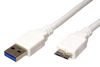 VALUE USB 3.2 Gen 1-kabel, A M - Micro B M, wit, 3 m - thumbnail