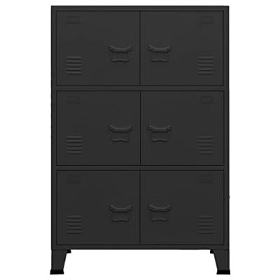 Opbergkast industrieel 75x40x115 cm metaal zwart