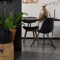 Dutchbone Eetkamerstoel 'Franky' PU, kleur Zwart - thumbnail