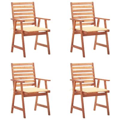 Tuinstoelen 4 st met kussens massief acaciahout