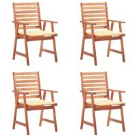Tuinstoelen 4 st met kussens massief acaciahout - thumbnail
