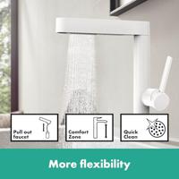 Wastafelkraan Finoris HansGrohe 230 2 Jets Met Uittrekbare Vuistdouche Met PushOpen Mat Wit - thumbnail