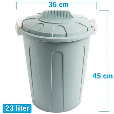 MaxiTon afvalemmer afvalbak met deksel 23 liter polypropyleen blauw