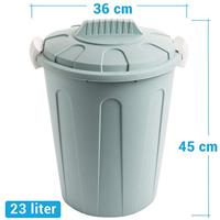 MaxiTon afvalemmer afvalbak met deksel 23 liter polypropyleen blauw - thumbnail