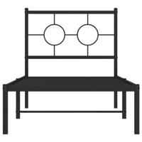 Bedframe met hoofdbord metaal zwart 75x190 cm - thumbnail