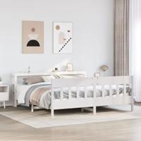 Bedframe zonder matras massief grenenhout wit 200x200 cm - thumbnail